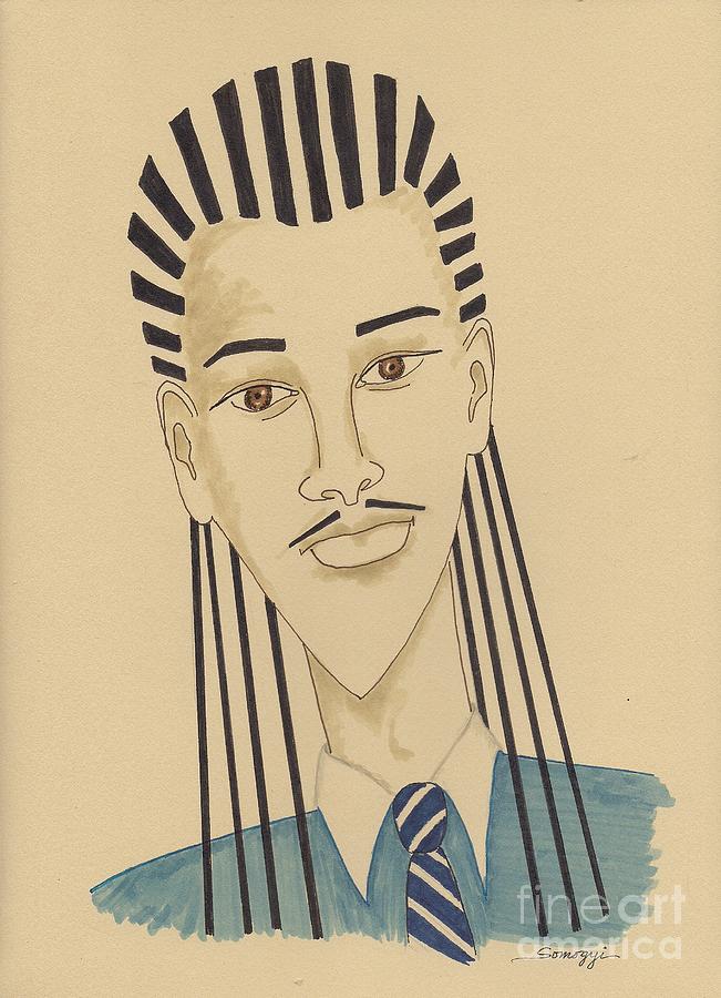 Handsome Young Man -- Stylized Portrait of African-American Man Drawing by Jayne Somogy