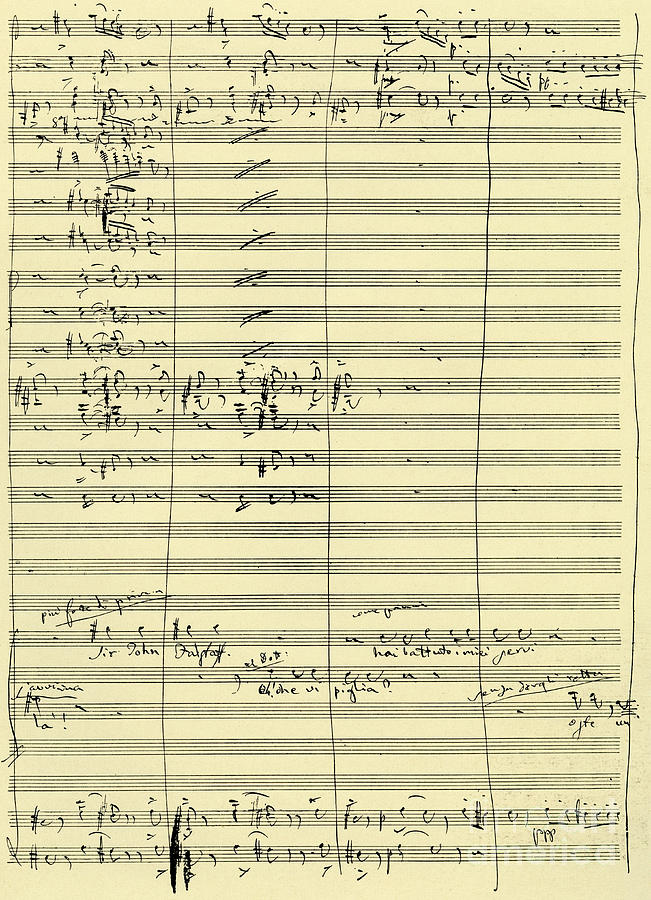 Handwritten score from Falstaff  Drawing by Giuseppe Verdi