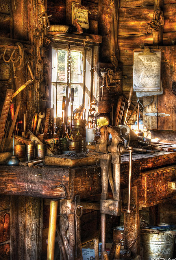 Tool Photograph - Handyman - Messy Workbench by Mike Savad
