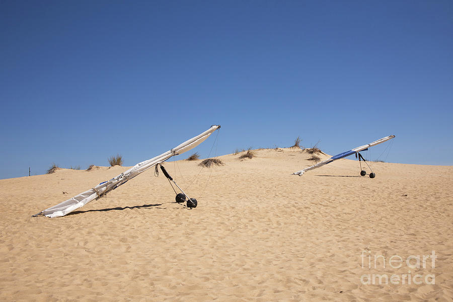 Hang Gliders on Sand Dunes Photograph by Karen Foley