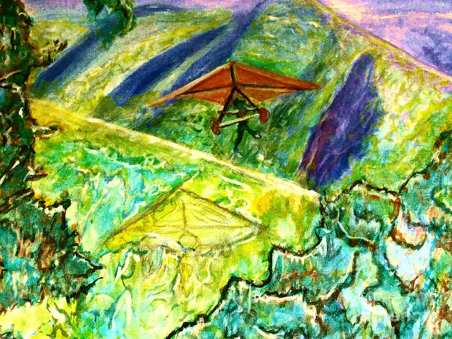 Hang Gliding the Mountain Painting by Stanley Morganstein