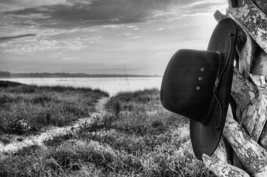 Hang Your Hat in Pensacola BW Photograph by JC Findley