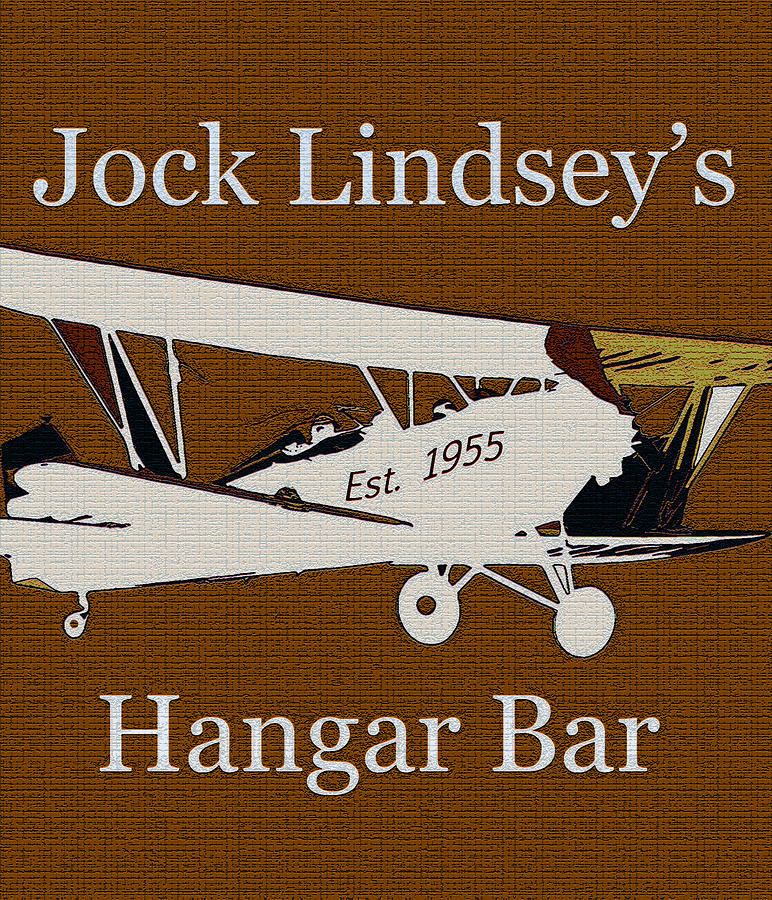 Aviation Painting - Hangar Bar art sign vintage by David Lee Thompson