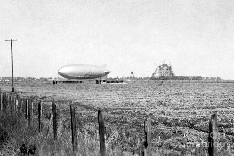 Under Construction Photograph - Hangar One at Moffett Field, California Circa 1931 by Monterey County Historical Society