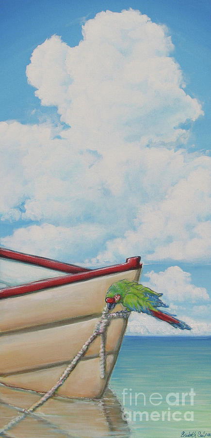 Macaw Painting - Hanging by a Thread by Elisabeth Sullivan
