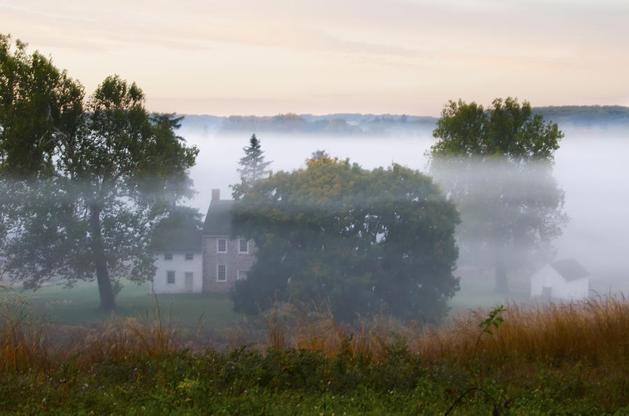 Farm Photograph - Hanging Fog in Valley Forge Pa by Bill Cannon