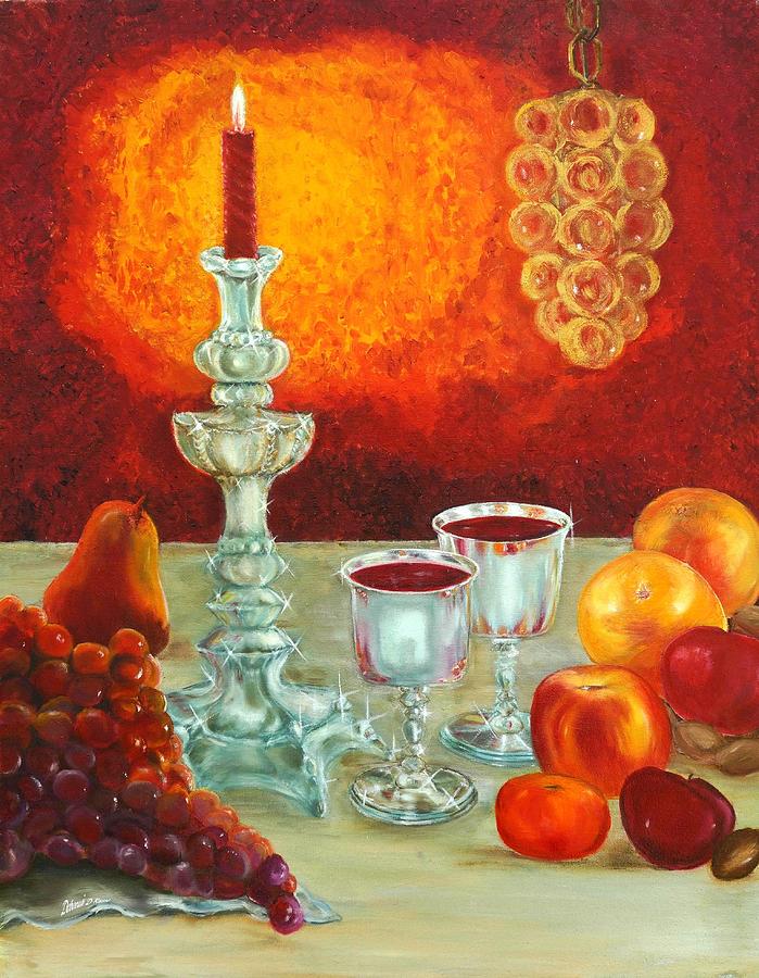 Hanging lamp or Candlelight Painting by Deborah D Russo