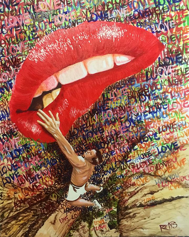 Hanging on her words Painting by David Rhys