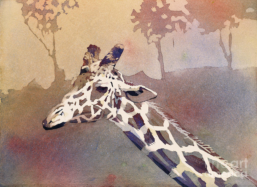 Hanging Out- Giraffe Painting by Ryan Fox