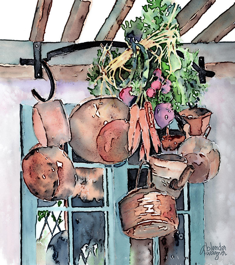 Hanging Pots And Pans Painting by Arline Wagner