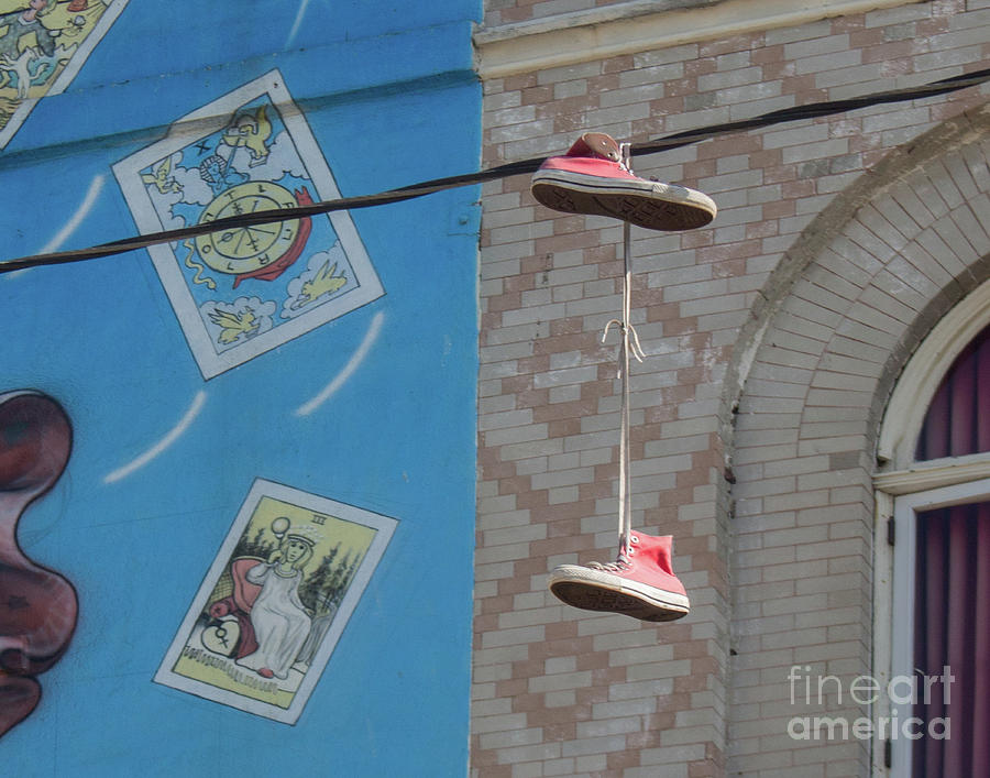 Hanging Shoes Photograph by Cheryl Del Toro