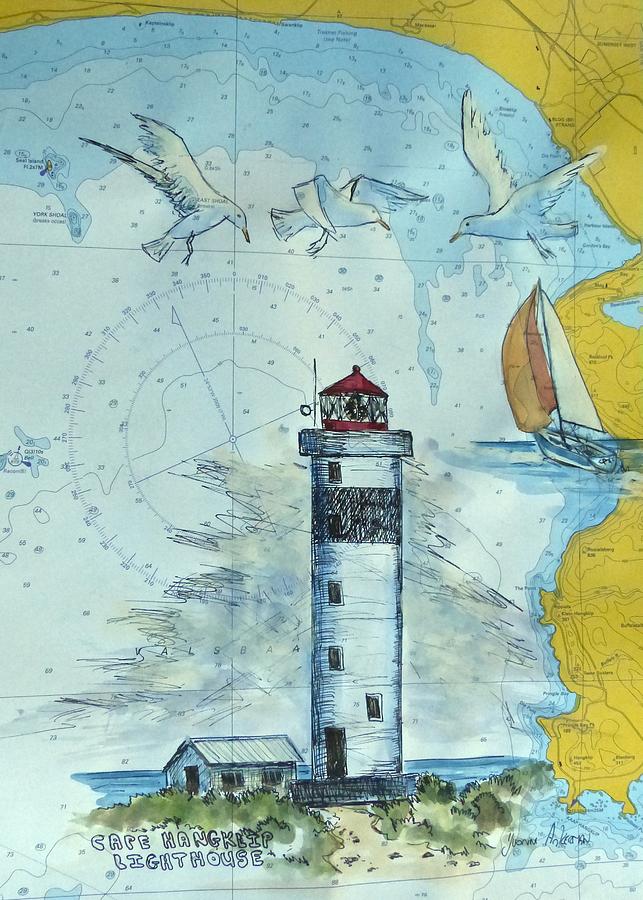Hangklip Lighthouse Painting by Yvonne Ankerman