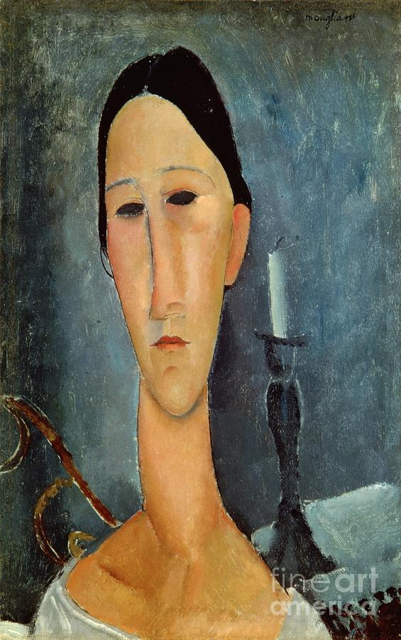 Hanka Zborowska with a Candlestick Painting by Amedeo Modigliani