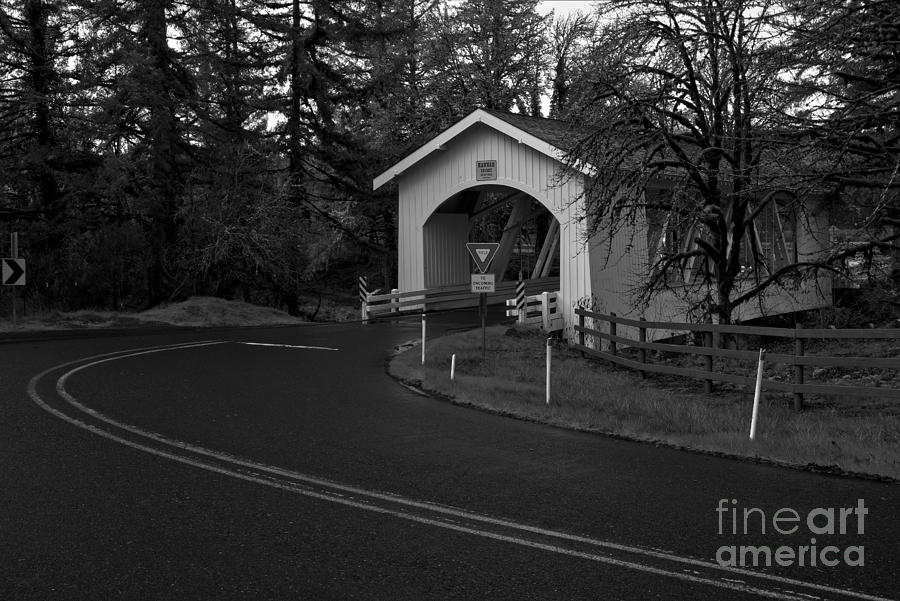 Hannah Covered Bridge - Black And White Photograph by Adam Jewell