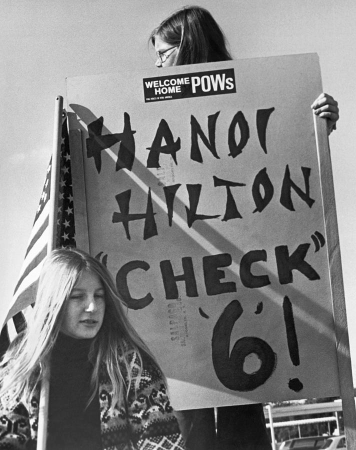 Vintage Photograph - Hanoi Hilton, Check 6 Sign by Underwood Archives