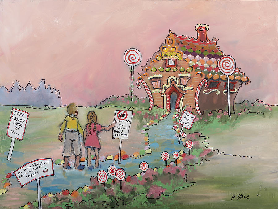 Hansel and Gretel and Trouble Painting by Holly Stone