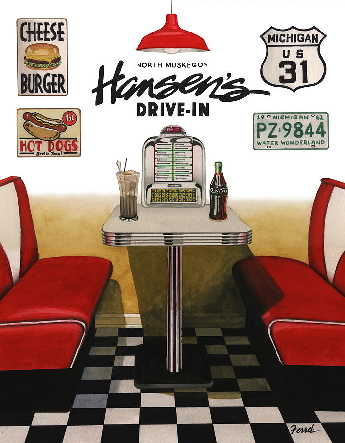 Vintage Painting - Hansens Drive-In by Ferrel Cordle
