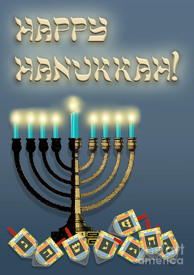 Hanukkah Menorah and Dreidels Digital Art by Melissa A Benson