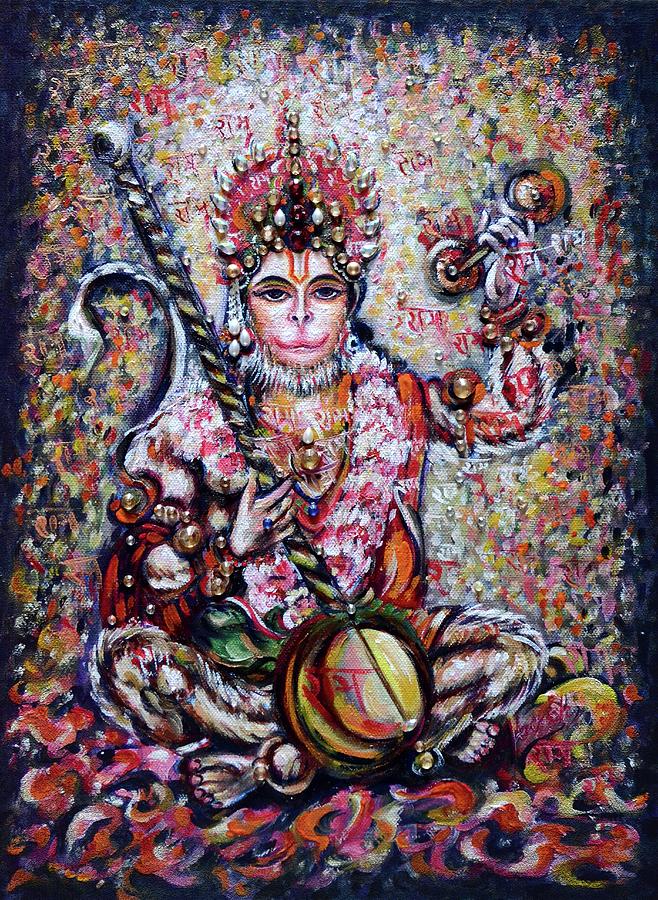 Hanuman - ecstatic joy in Rama Kirtan Painting by Harsh Malik