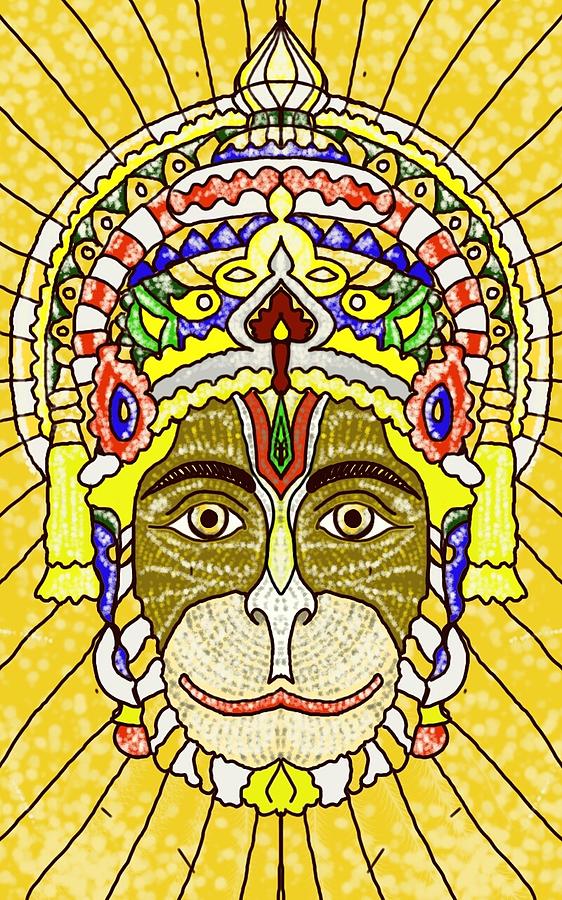 Hanuman Mask Digital Art by Michael African Visions