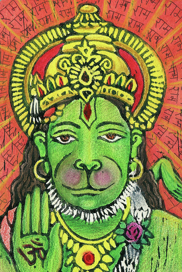 Hanuman Portrait  Mixed Media by Jennifer Mazzucco