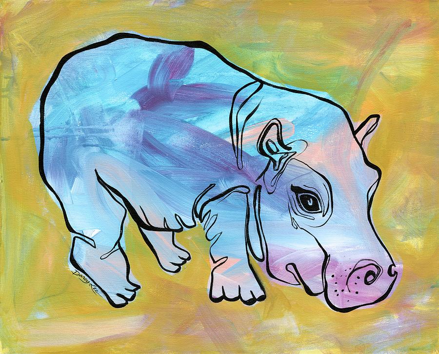 Happily Hippo Painting by Darcy Lee Saxton