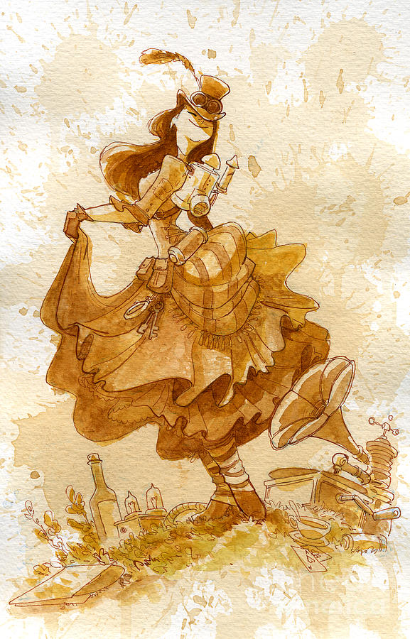 Steampunk Painting - Happiness by Brian Kesinger