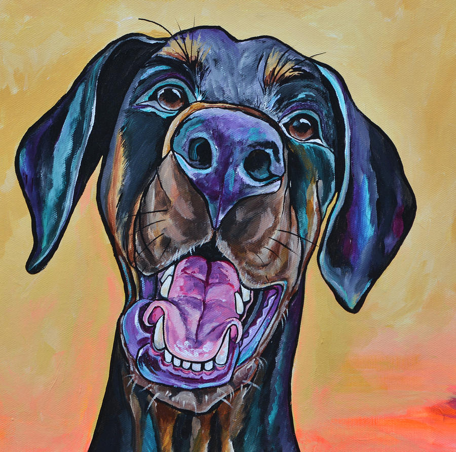 Happiness is A Dog Painting by Patti Schermerhorn