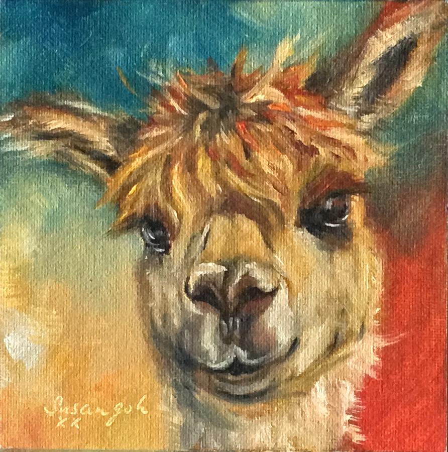Happy Alpaca Painting by Susan Goh