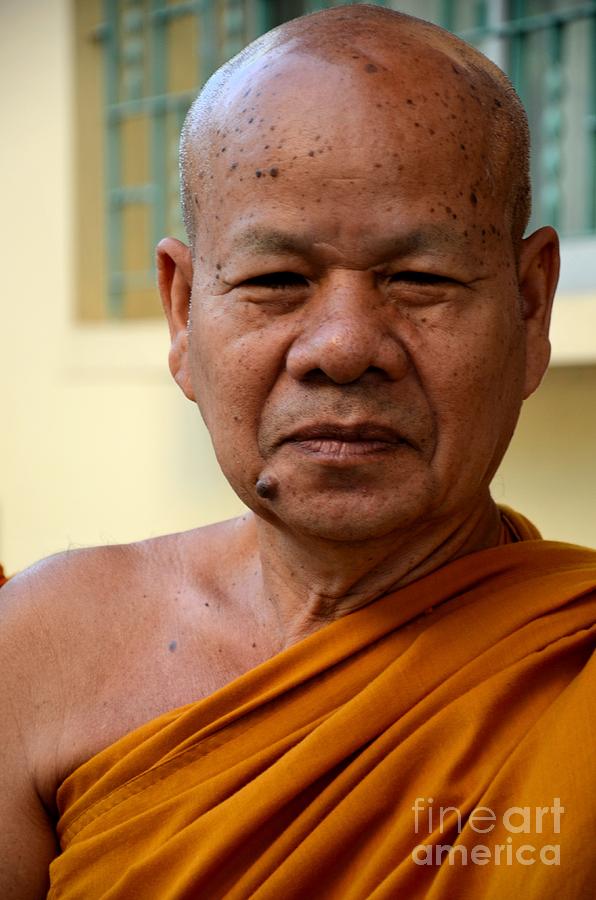 Portrait Photograph - Happy and content Thai Buddhist monk in robes Hat Yai Thailand by Imran Ahmed