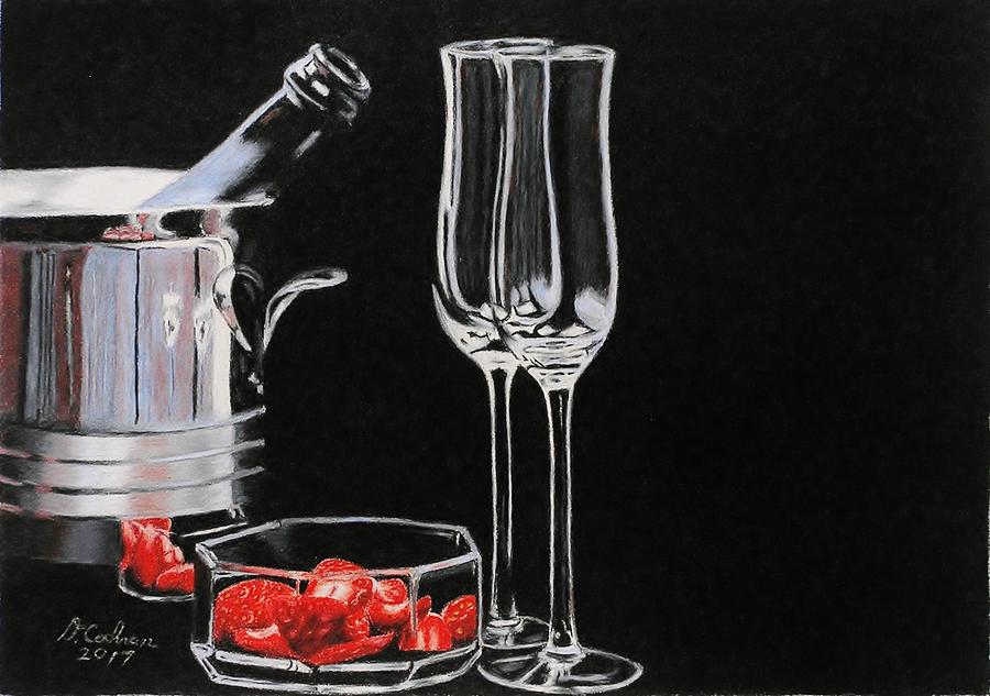 Wine Drawing - Happy Anniversary by David Cochran