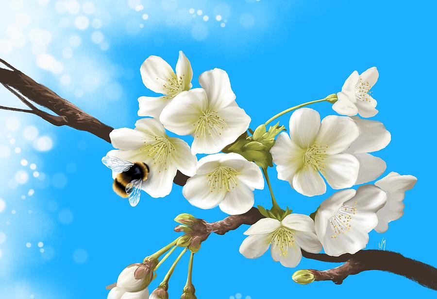 Spring Painting - Happy bee by Veronica Minozzi