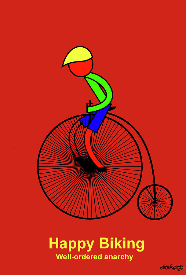 Happy Biking Mixed Media by Asbjorn Lonvig