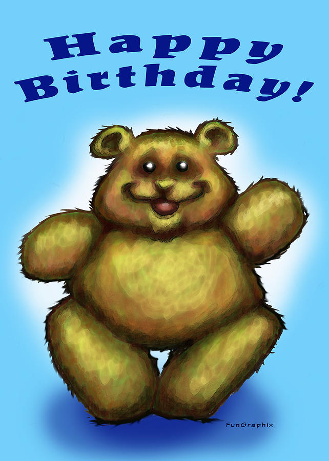 Happy Birthday Bear Greeting Card by Kevin Middleton