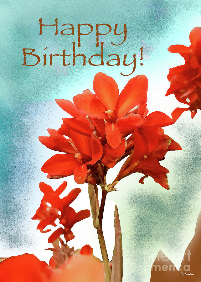 Happy Birthday Card #01 by Claudia Ellis Digital Art by Claudia Ellis