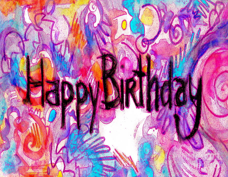 Happy Birthday Card Painting by Priscilla Batzell Expressionist Art Studio Gallery
