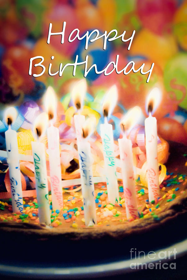 Happy Birthday Chocolate Cake With Burning Candles Photograph by Vizual ...