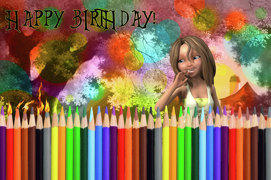 Happy Birthday Girl Digital Art by John Haldane