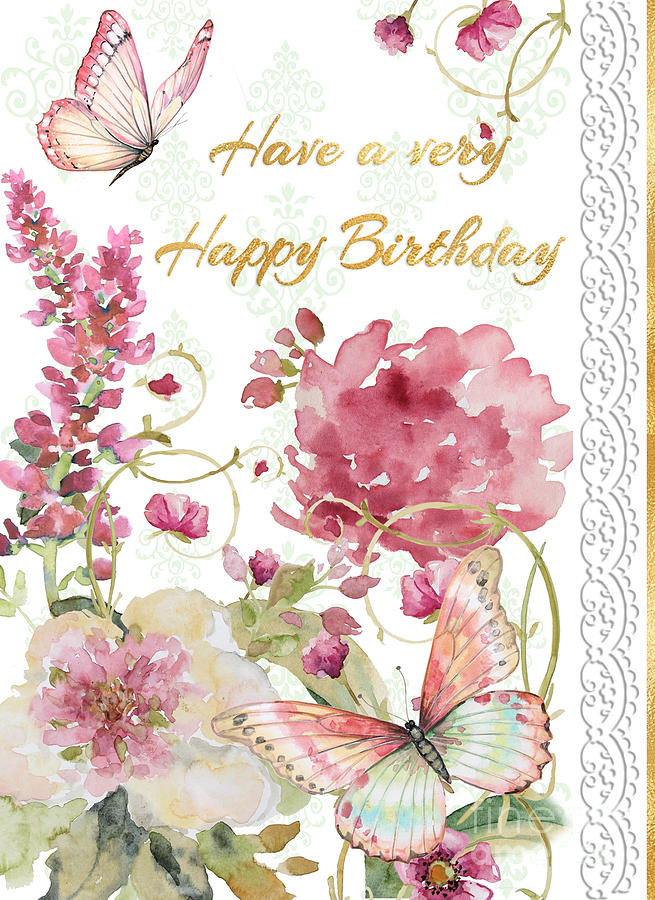 Happy Birthday Greeting Card Painting by Jean Plout