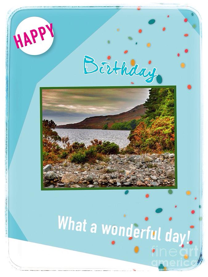 Happy Birthday Lakes Picture Mixed Media by Joan-Violet Stretch