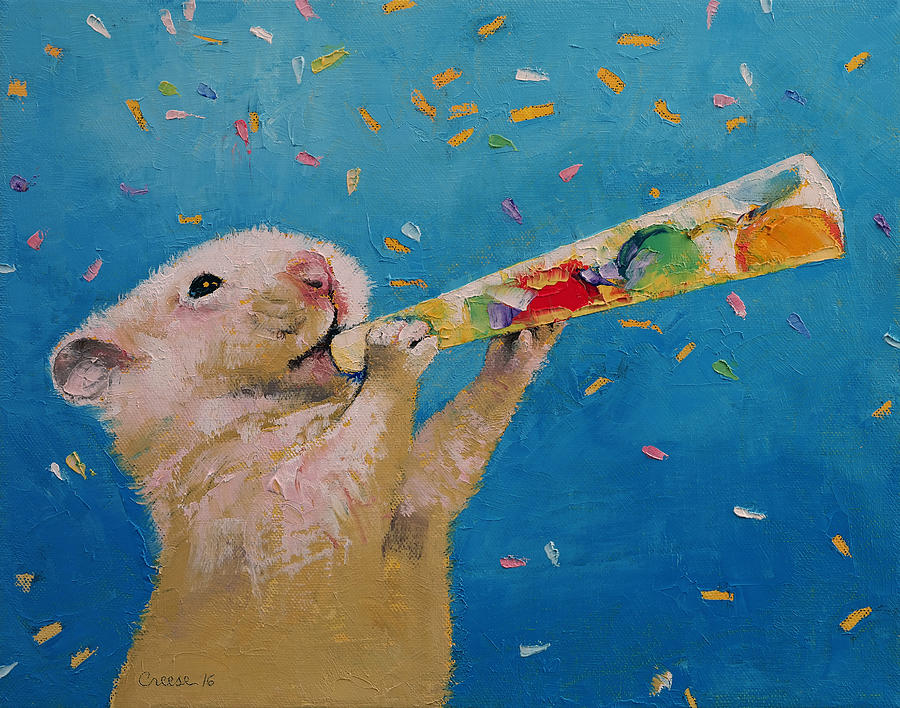 Mouse Painting - Happy Hamster New Year by Michael Creese