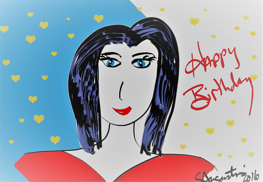 Happy Birthday - Monica Version Drawing by Sharon Augustin - Fine Art ...