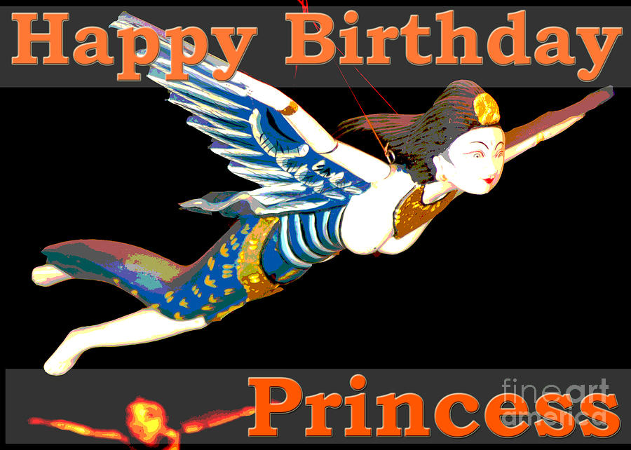 Happy Photograph - Happy Birthday Princess Flying Puppets Greeting Card by Toula Mavridou-Messer