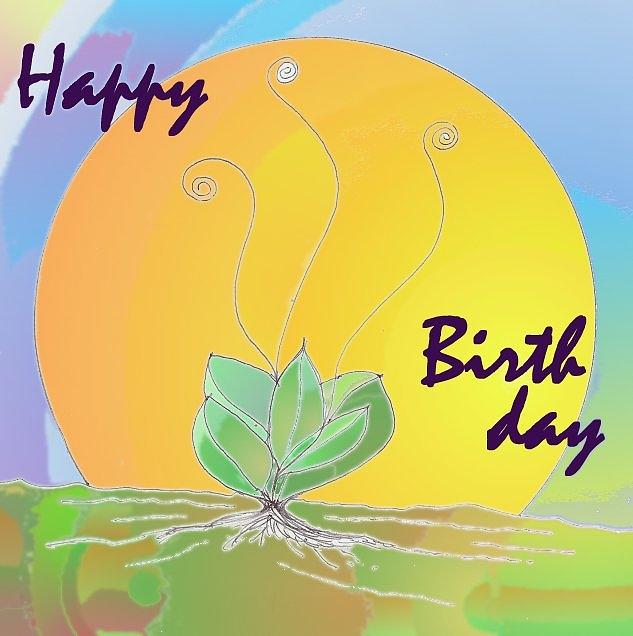 Happy Birthday Sun Plant Drawing by Julia Woodman