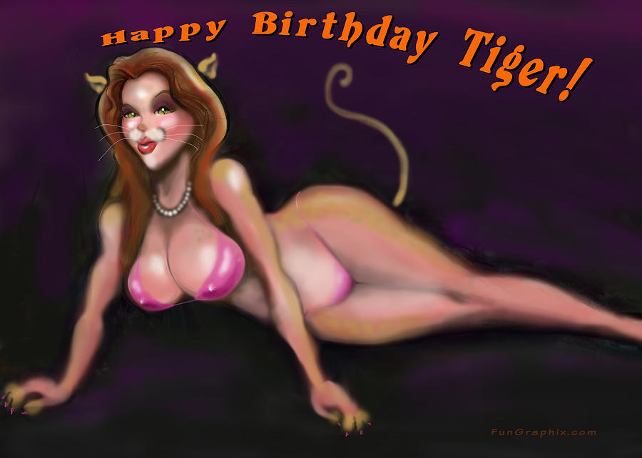 Happy Birthday Tiger Greeting Card by Kevin Middleton