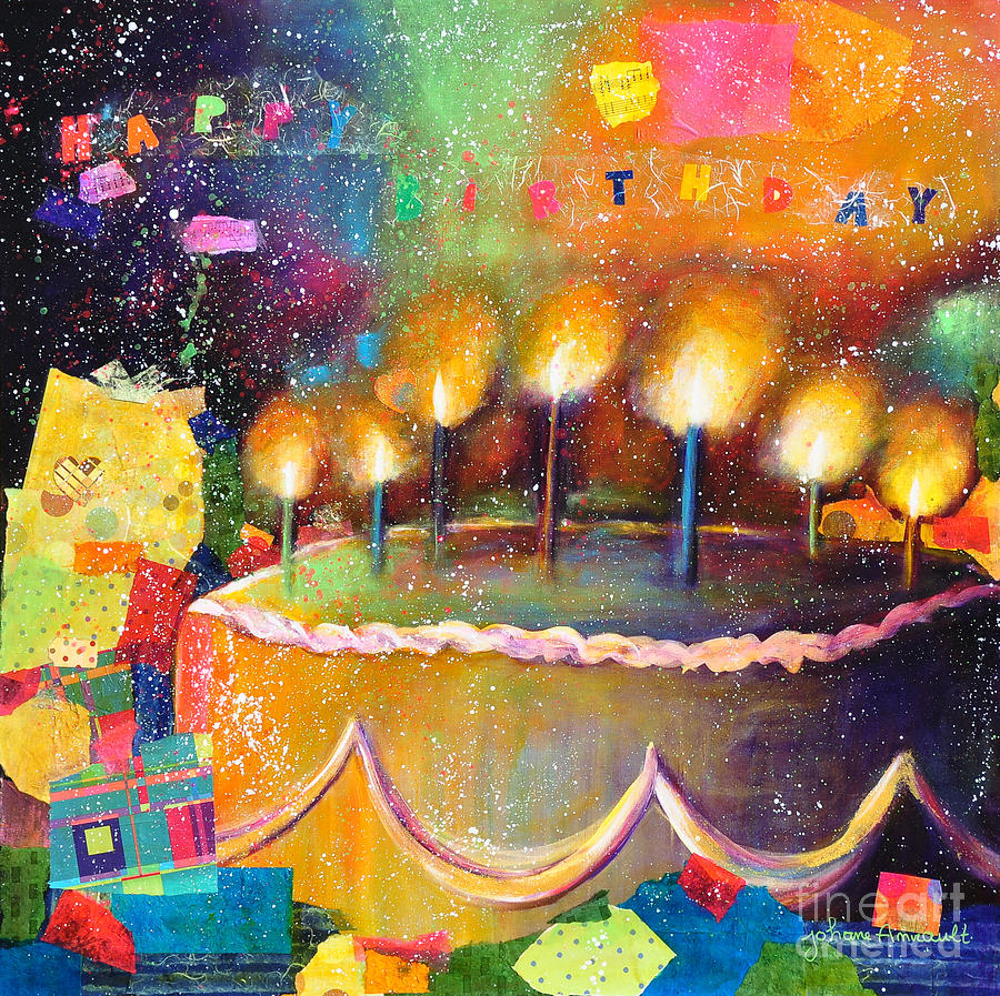 Cake Painting - Happy Birthday to You by Johane Amirault