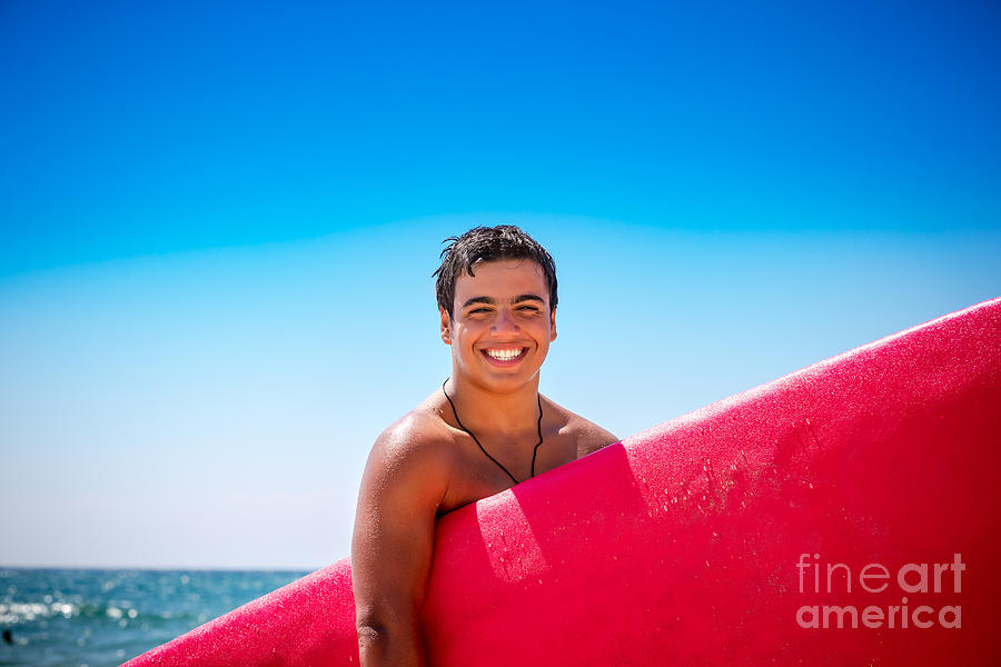 Happy boy enjoying surfing Photograph by Anna Om