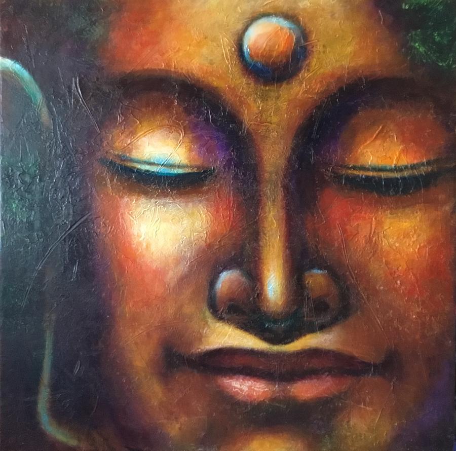 Happy Buddha Painting by Susan Goh