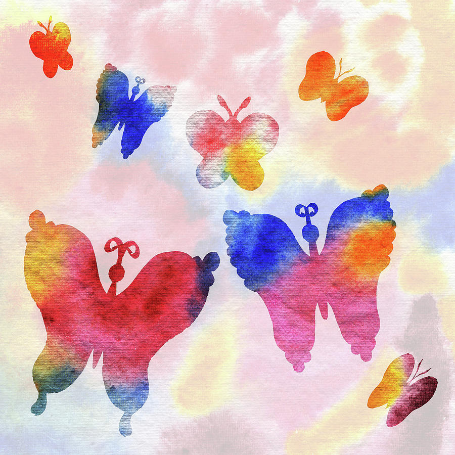 Happy Butterflies Silhouettes  Painting by Irina Sztukowski