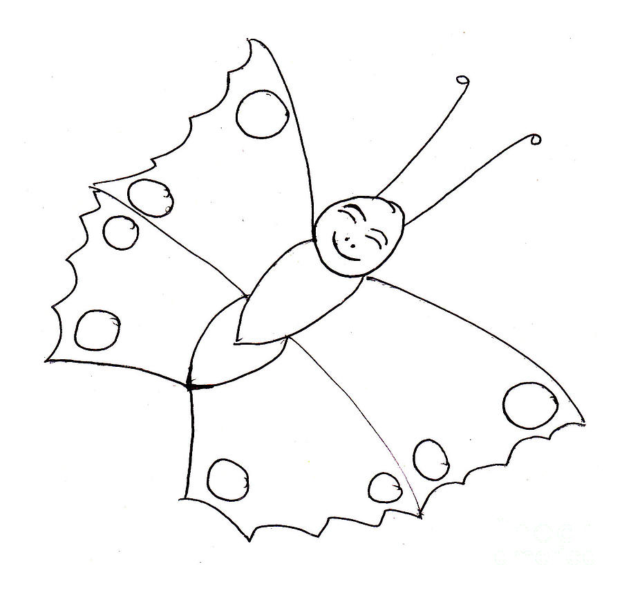 Happy Butterfly Drawing by Sophia Landau